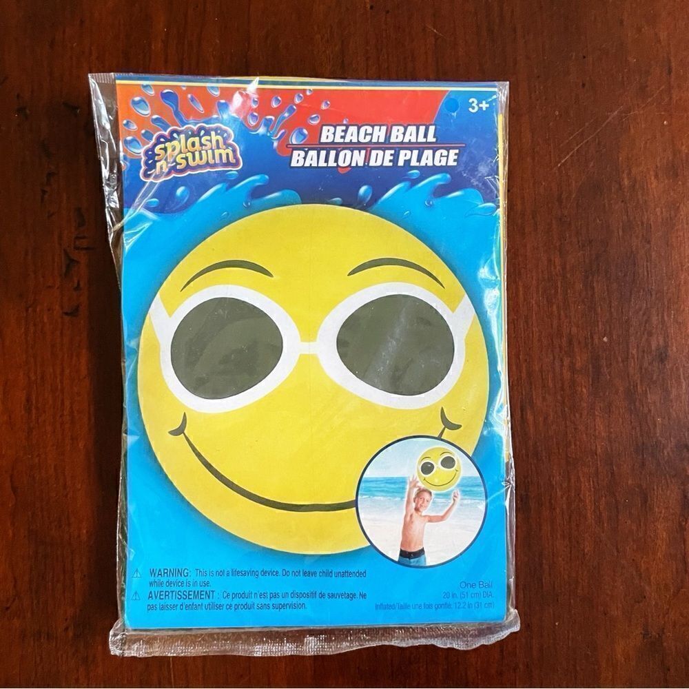 Splash n Swim Smiley Emoji Beach Ball NIB